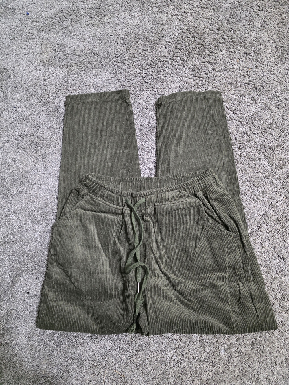 Women's Olive Green Corduroy Drawstring Joggers